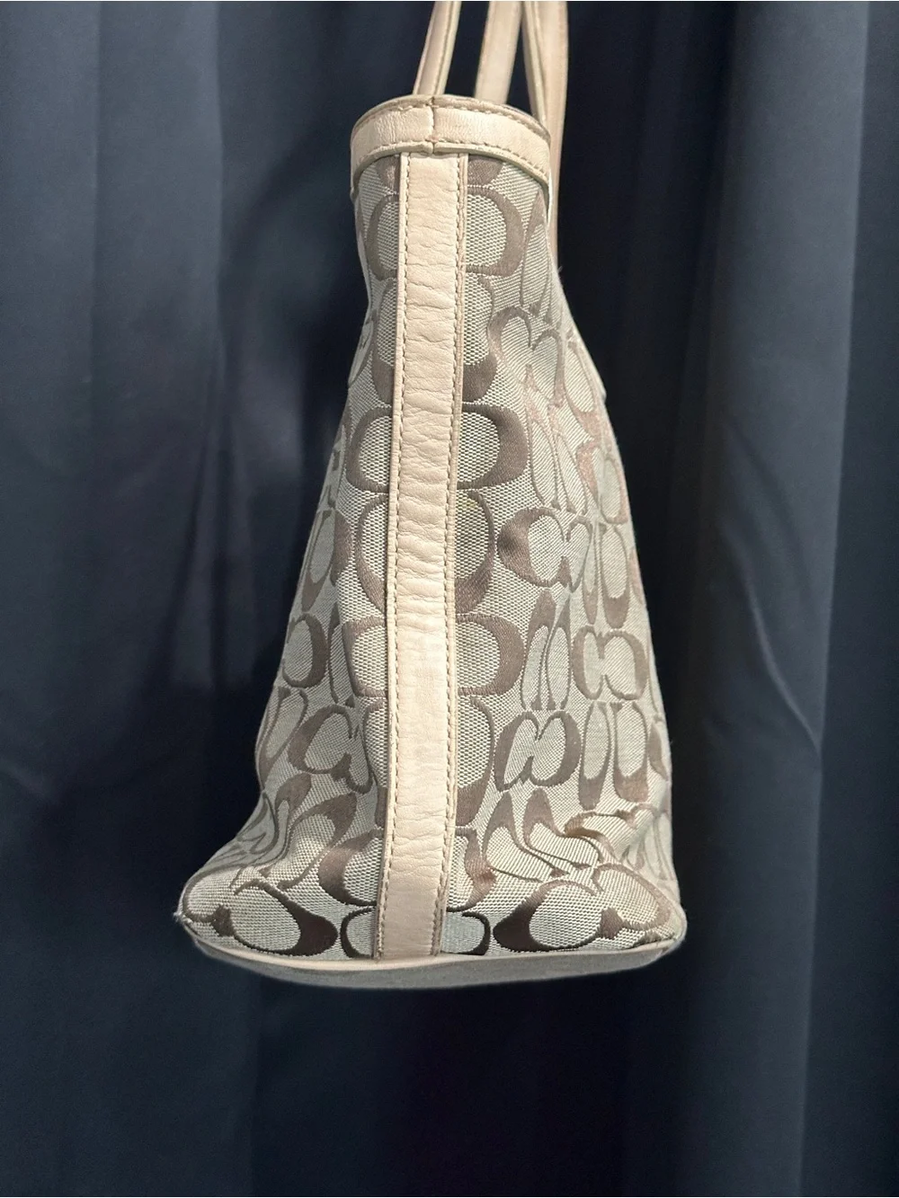 Coach Legacy Weekend Signature Medium Zip Top Tote Khaki Canvas - Picture 6 of 12